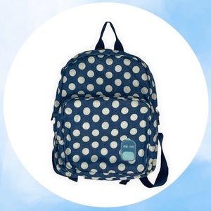 Polka Dot Padded Toddler Backpack Chest Buckle Blue White